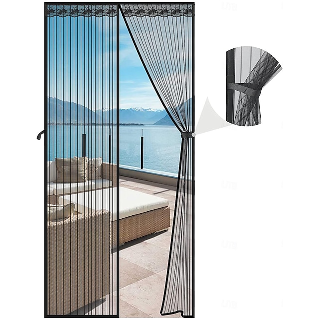  Moustiquaire magnétique pour porte, 90 x 210 cm, moustiquaire, rideau anti-mouches, rideaux de porte magnétiques contre les mouches, fixation Velcro, moustiquaire pour porte de balcon, porte patio,