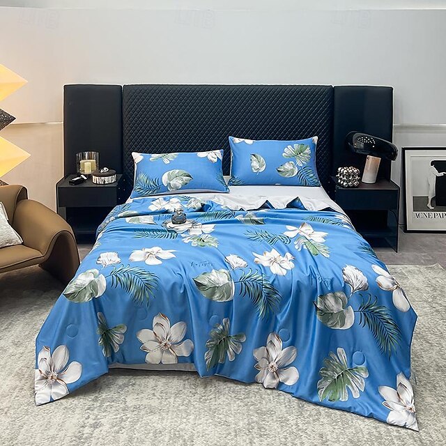  Couette rafraîchissante d'été en Tencel, couvre-lit pleine simplicité, couvre-lit floral pleine taille pour toutes les saisons, couette d'été en Tencel lavé, adaptée aux enfants, couette d'été, taies