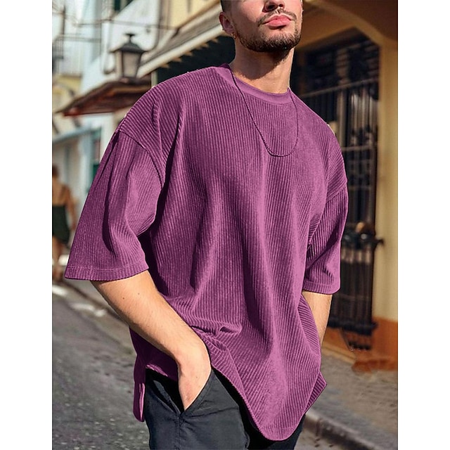  Homme T-shirt Bloc de couleur Col Ras du Cou Extérieur Casual Manche Courte Bouton Vêtement Tenue Mode Design Confortable