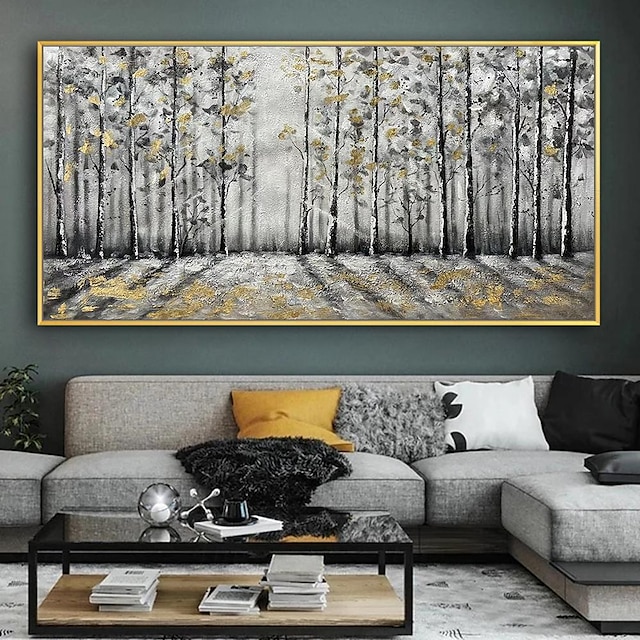  Mintura pinturas al óleo de paisajes forestales hechas a mano sobre lienzo, decoración de arte de la pared, imagen de árbol abstracto moderno para decoración del hogar, pintura enrollada sin marco y