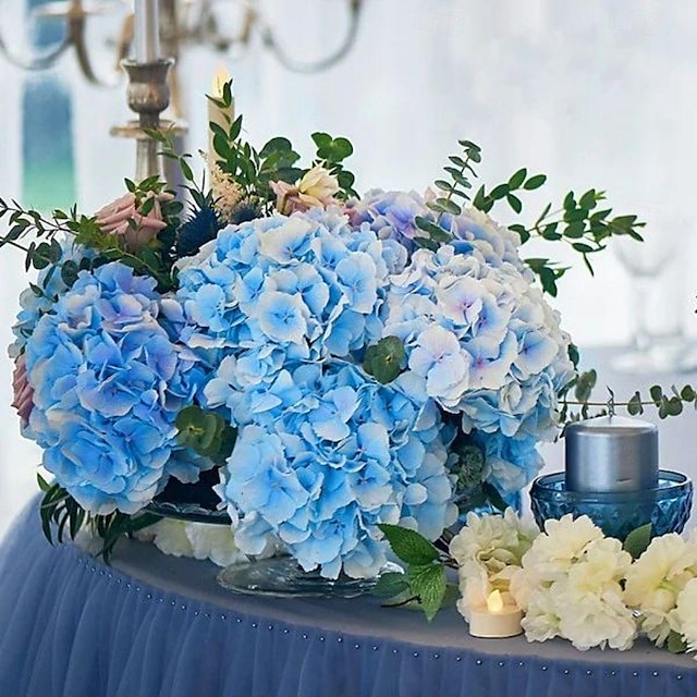  10 κλαδιά εξωτερικού χώρου τεχνητά λουλούδια ορτανσίας δώρο για τη γιορτή της μητέρας προσομοιωμένο μπουκέτο από άφυλλες κεντημένες μπάλες διακοσμήσεις γάμου diy διακοσμητικά λουλούδια από μετάξι