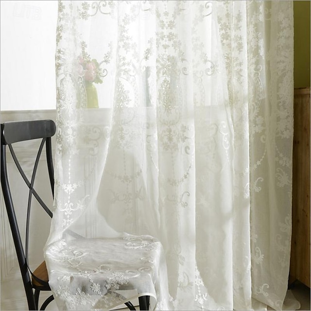 Одна панель, марлевая занавеска в европейском стиле с вышивкой, полупрозрачная оконная ширма для гостиной, спальни, столовой