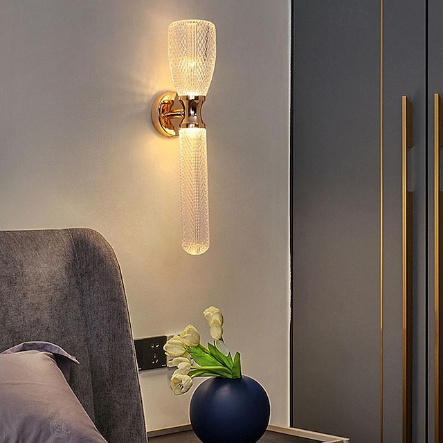  væglampe lamper lysarmatur krystal nordisk moderne stil lampe lys op og ned belysning væglampe vægbelysning til soveværelse stue spisestue sengelampe 85-265v