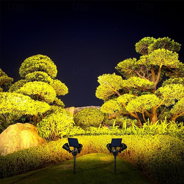  aurinkokohdevalot monitoimiset kaksipäät ulkokäyttöön vedenpitävät liiketunnistavat nurmikon valot tienvarsilla huvilapuistoon puutarha puu retkeilysisustus superkirkkaat seinävalaisimet 1kpl