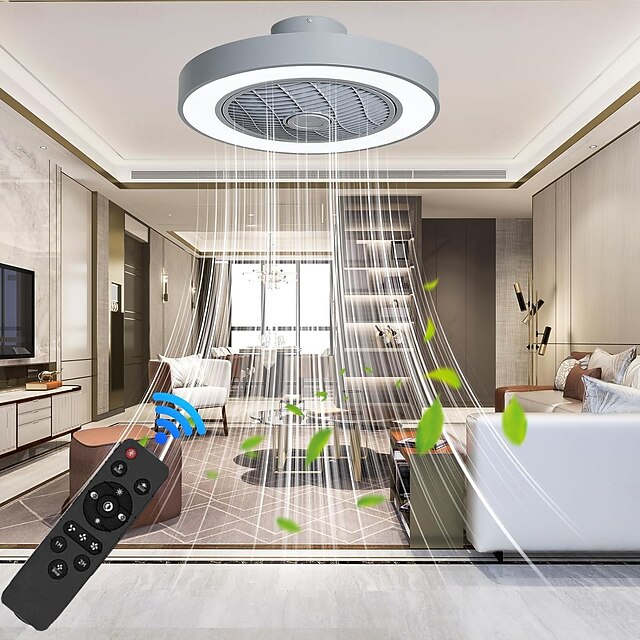  ventilador de teto com luz 50cm 19,66 pol. 30w * 2 macarone seguro escurecimento contínuo luz do ventilador de teto incluindo controle remoto controle de aplicativo para ventilador de teto embutido