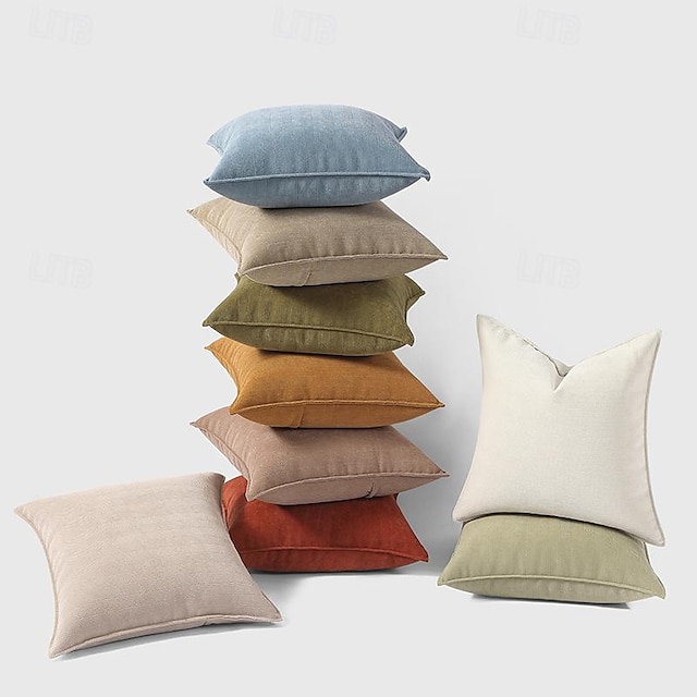 Chenille Decorative Toss Pillows Cover 1PC Soft Square Solid Colored Pillowcase for Bedroom Livingroom Sofa Couch Chair