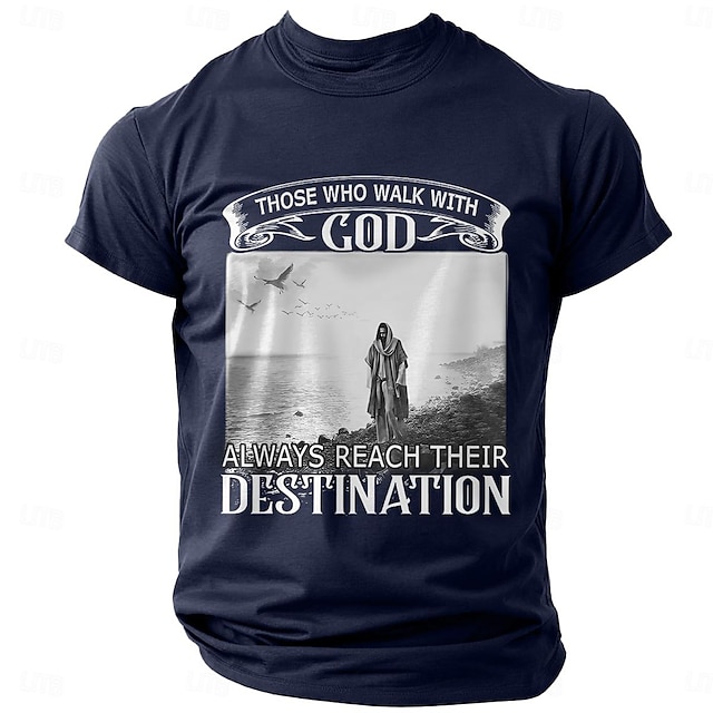  Quotes & Sayings God Letter Print Men's Graphic 100% Cotton Shirt Vintage Shirt Short Sleeve Comfortable Tee Summer Fashion Designer Clothing