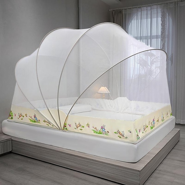  Moustiquaire pour lit pliable, moustiquaire domestique ouverte et fermée en une seconde, augmentation de la hauteur, moustiquaire grand espace de 47 pouces avec installation gratuite