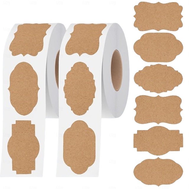  500 peças adesivos de papel kraft 6 etiquetas de formatos sofisticados adesivos autoadesivos em branco para artesanato potes de comida caseira etiquetas de presente etiquetas de nome etiquetas de