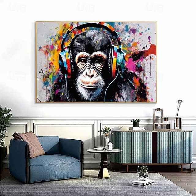  ape olje maleri håndmalt teksturert pop art maleri lerret kunst ape dyre kunst håndlaget maleri moderne dyre maleri for stue veggdekor