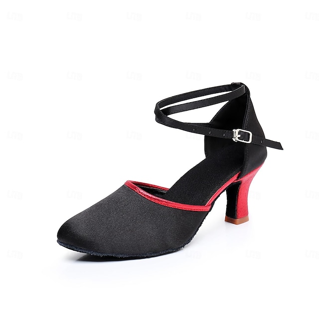  בגדי ריקוד נשים נעליים מודרניות נעלי ריקוד ריקודים סלוניים רומבה נעלי ריקוד אוספי מסיבות מסיבה / ערב מקצועי עקב גבוה בוהן עגולה אבזם מבוגרים שחור וזהב שחור אדום