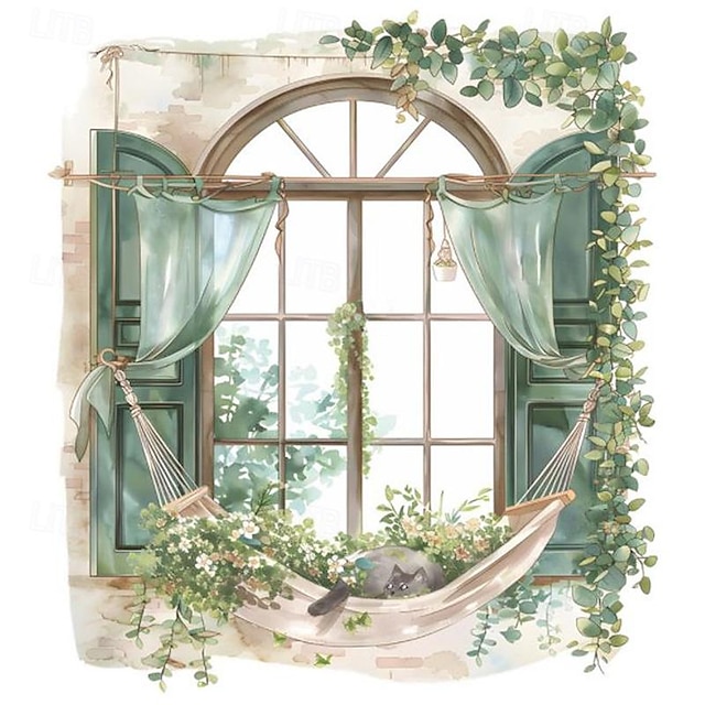  Поддельные наклейки на окна, зеленые растения, цветы, спальни, гостиные, фойе, домашний декор, наклейки 30 см * 60 см * 2 шт.