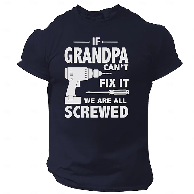 Men's Father's Day Letter Print Grandpa T Shirt Tee Top 100% Cotton Short Sleeve Graphic Shirt Dark Blue Dark Gray Comfortable Tee Street Sports Outdoor Fashion Designer Clothing 5