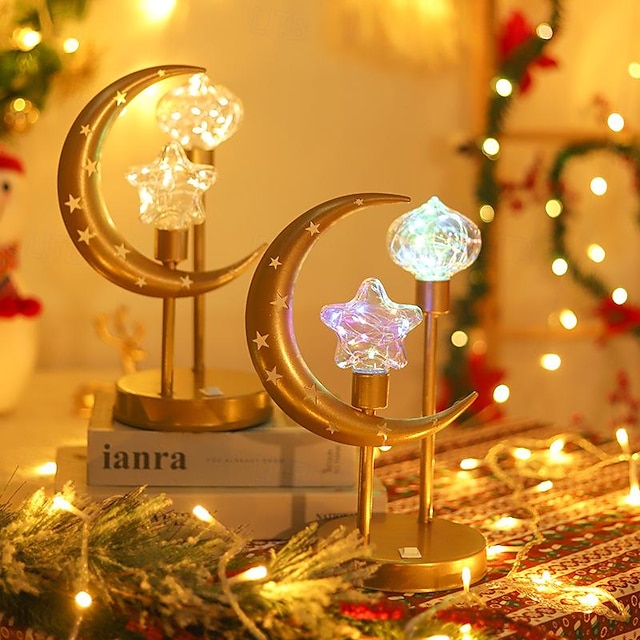  Moon Shaped LED Table Lamp Decor Night Light AA Battery Powered Holiday Party Home Decoration