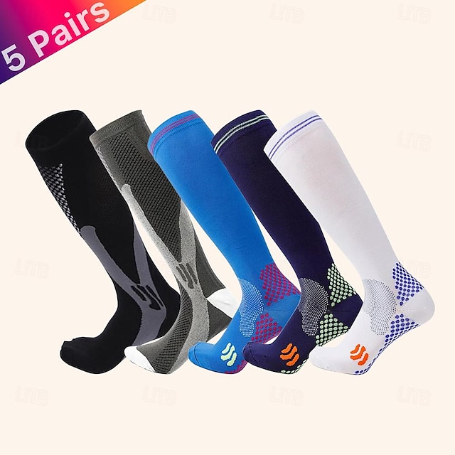  5 pares de calcetines de compresión calcetines para venas varicosas fútbol muslo tubo largo unisex deportes al aire libre medias de enfermería para hombres mujeres
