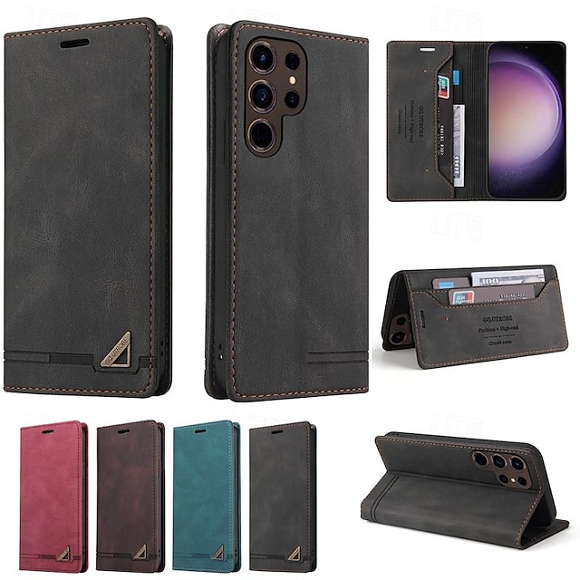  Phone Case For Samsung Galaxy S24 S23 S22 S21 S20 Ultra Plus FE A54 A34 A14 Note 20 10 Wallet Case Magnetic Full Body Protective Kickstand Retro TPU PU Leather
