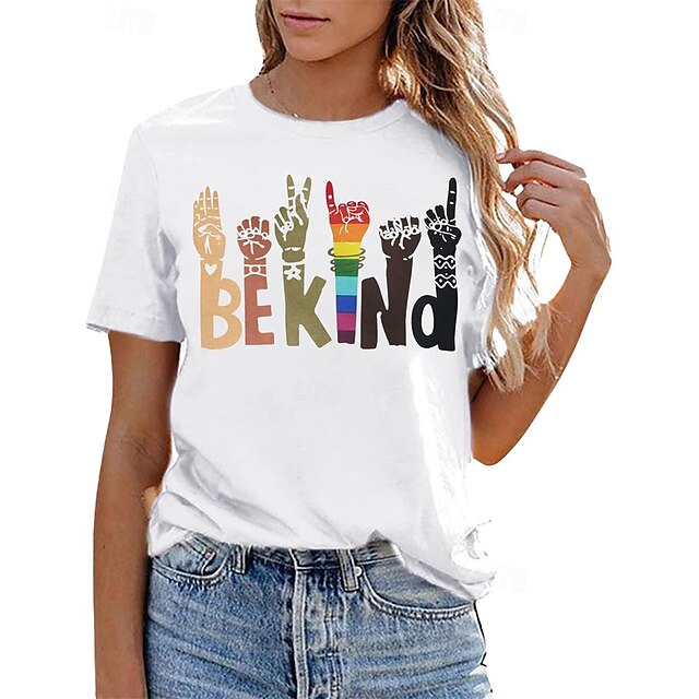  LGBTLGBTQ Manches Ajustées Chemises de fierté à imprimé arc-en-ciel Etre gentil Lesbienne Pour Femme Adulte Mascarade Estampage à chaud Défilé de la fierté Mois de la fierté