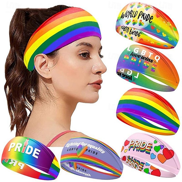  LGBT LGBTQ Rainbow Sweat-Absorbent Headband Adults' Men's Women's Gay Lesbian Pride Parade Pride Month Masquerade Easy Halloween Costumes