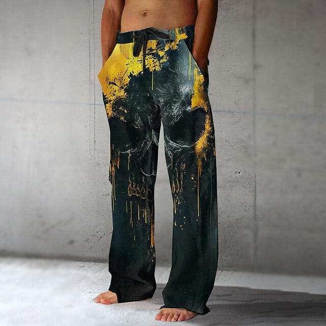 Men's Casual Pants Trousers 3D Print Straight Leg Trousers Mid Waist Drawstring Elastic Waist Outdoor Street Holiday Summer Spring Fall Relaxed Fit Inelastic4