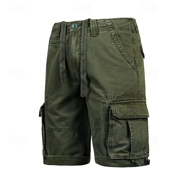 Men's Tactical Shorts Cargo Shorts Shorts Button Multi Pocket Plain Wearable Short Outdoor Daily Going out Fashion Classic Army Green