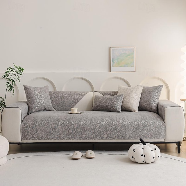  Cojín de sofá antideslizante con textura de gofre, cojín de chenilla simple para sofá, funda de sofá de color sólido para las 4 estaciones