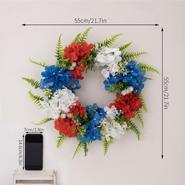  Independence Day Front Door Patriotic Wreath Red White And Blue Wreath Independence Day Memorial Day American Wreath Decoration