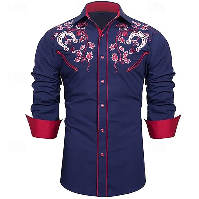  Классика Ретро 18-ый век штат Техас Блузы / сорочки Вест Ковбой Муж. Маскарад На каждый день Рубашка