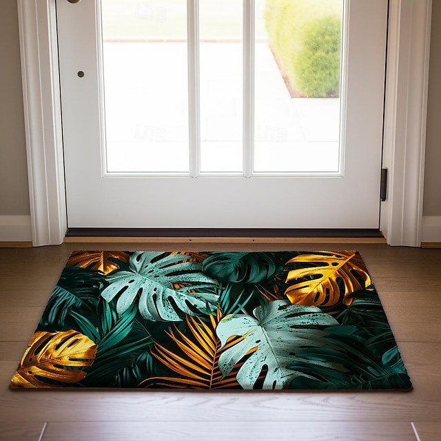  Folhas tropicais capacho antiderrapante à prova de óleo tapete interior ao ar livre decoração do quarto tapete do banheiro tapete de entrada porta