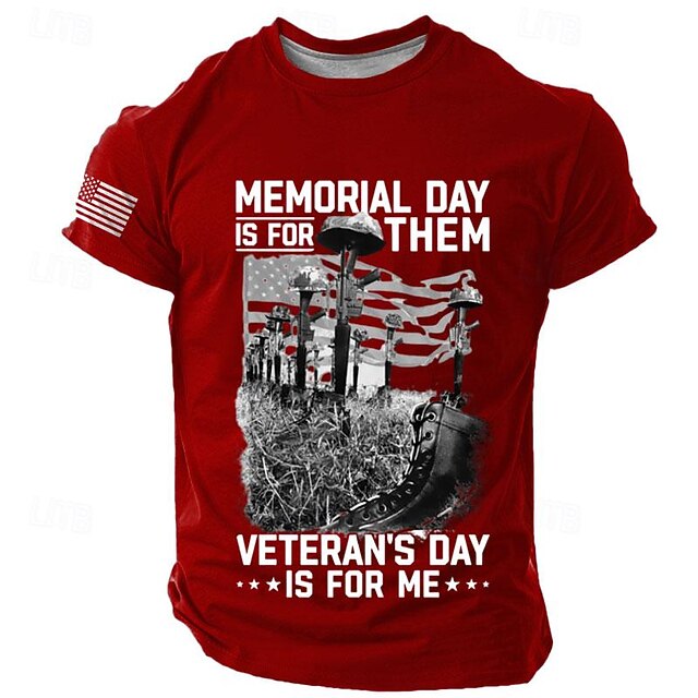  Dzień Weteranów Męska Koszulka Patriotyczna Weterana Koszulka z Broń T-Shirt Krótki Rękaw Koszulka 3D Druk Crew Neck Koszulka Codzienna Wojskowa Uliczna Casual Czarny Czerwony Niebieski Lato Wiosna