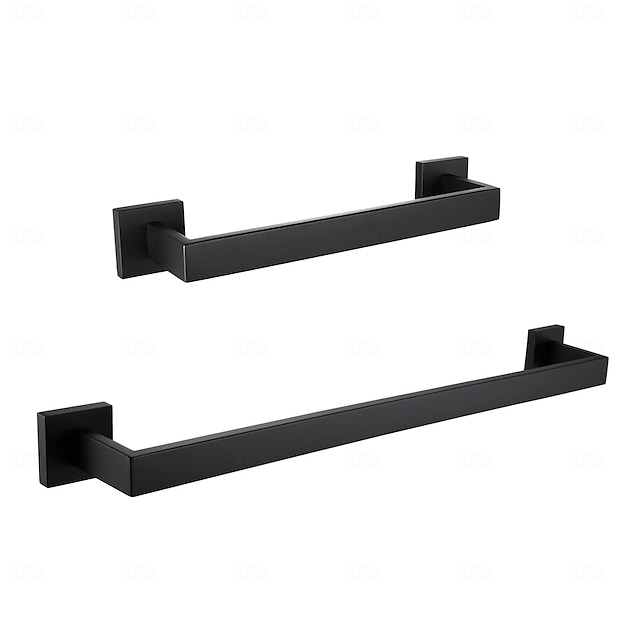  2-Pieces Bathroom Towel Bars 2-Pack 24-Inch Towel Racks and 16 Inch Hand Towel Holder Kitchen Bath Hardware Accessories Sets Towel Hanger Rods Wall Mounted  Matte Black