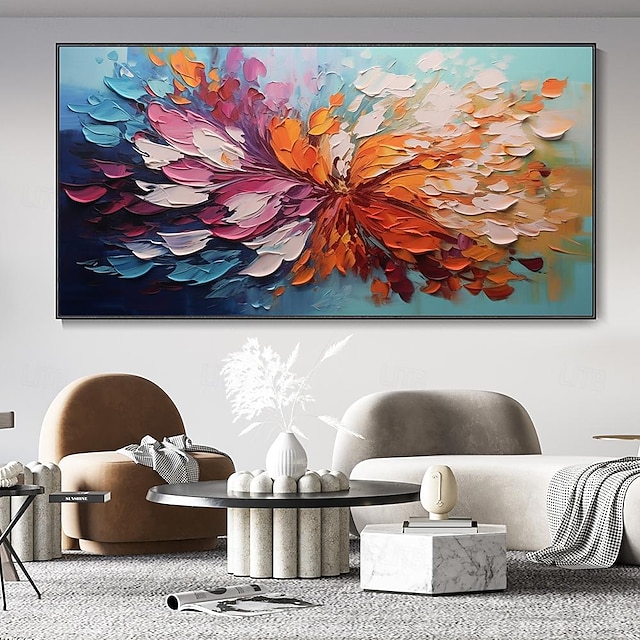  ručně malovaná květina olejomalba na plátně barevná květinová malba oblečení kvetoucí květina botanická krajina umění květinové nástěnné umění plátno jarní malba do obývacího pokoje výzdoba malba
