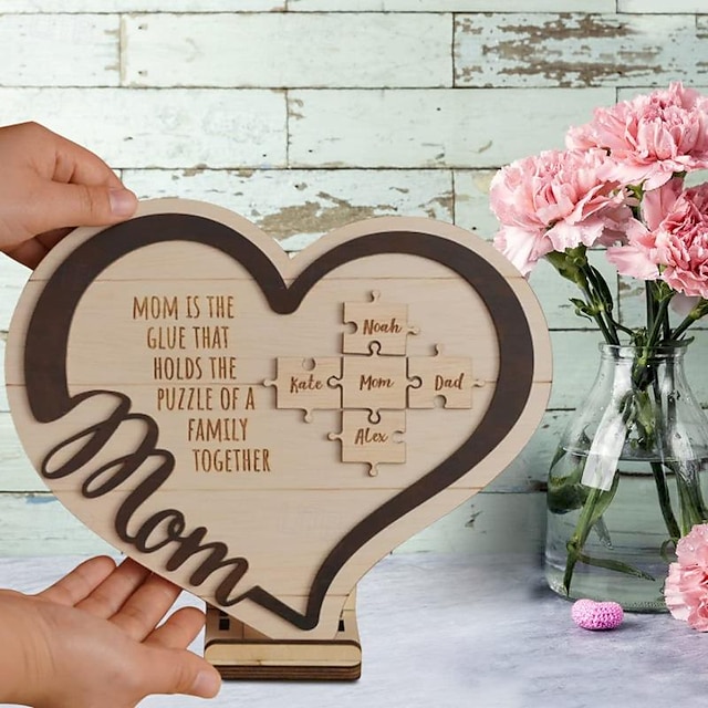  anyák napi kreatív fa szerelmi puzzle személyre szabott fesztivál ajándék fa kézműves dekoráció