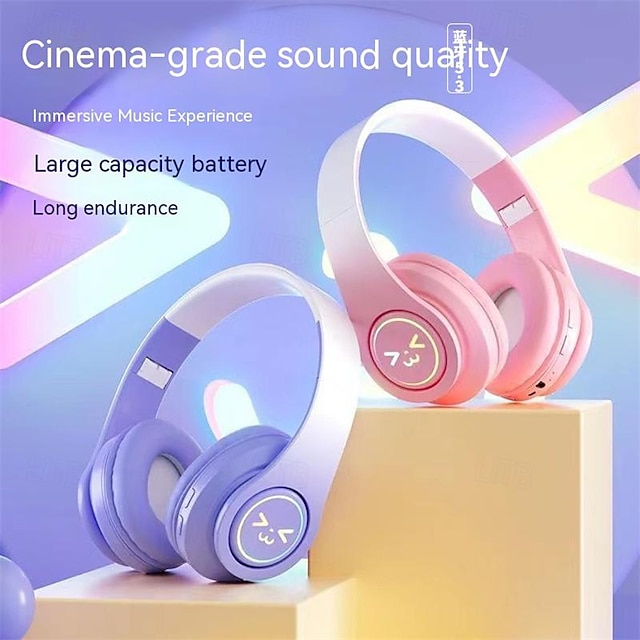 gradient farve led lysudsendende sportsmusik gaming headset multifunktionelt minimalistisk trådløst headset