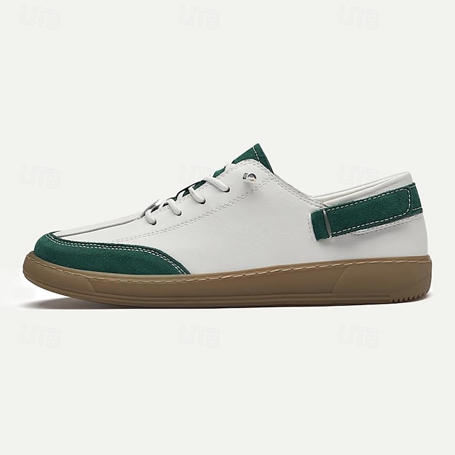  Men's Dress Sneakers Leather Slip Resistant Lace-up White