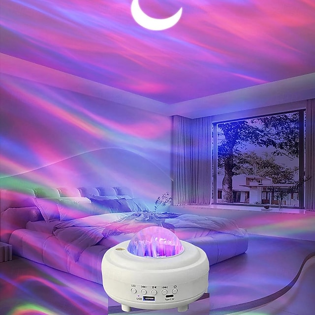  aurora projektor natlys med musik 10w led stjernelys projektor måneprojektor med musik natlys til børneværelse indretning stue kontor bordplade soveværelse