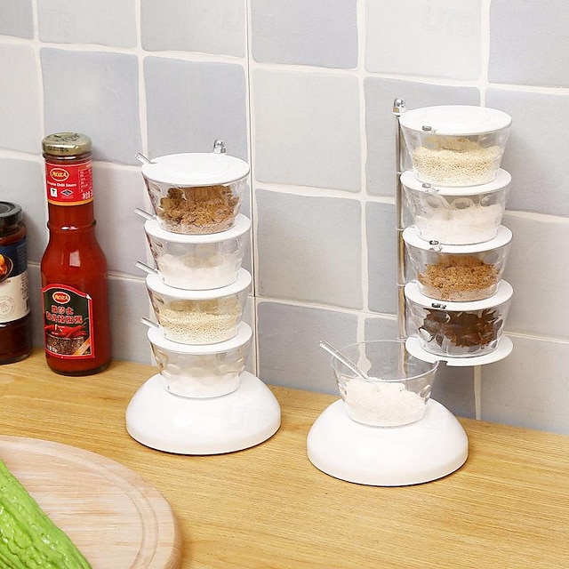  360 graders roterende flerlags krydderæske kombinationssæt husholdning optager ikke køkkenplads drej for at tage krydderkrukkeopbevaring