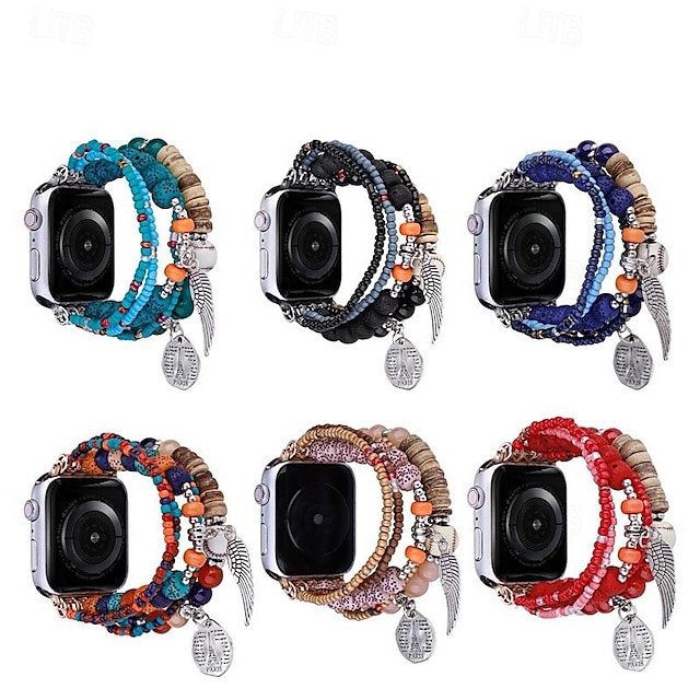  Jewelry Bracelet Compatible with Apple Watch band 38mm 40mm 41mm 42mm 44mm 45mm 49mm Beaded Adjustable Breathable Alloy Strap Replacement Wristband for iwatch Ultra 2 Series 9 8 7 SE 6 5 4 3 2 1