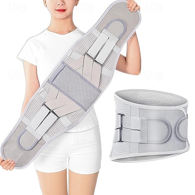  Cinto protetor de cintura respirável, suporte de placa de aço para perda de trabalho de disco de cintura, cinto de fixação de cintura para coluna lombar aquecido magnético