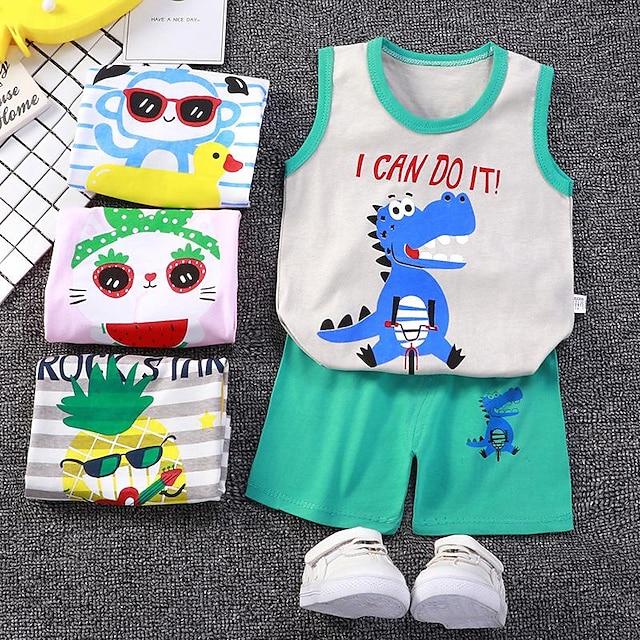  Children's Vest Set Summer Pure Cotton New Boys And Girls' Shorts Korean Version Baby Set Children's Clothing