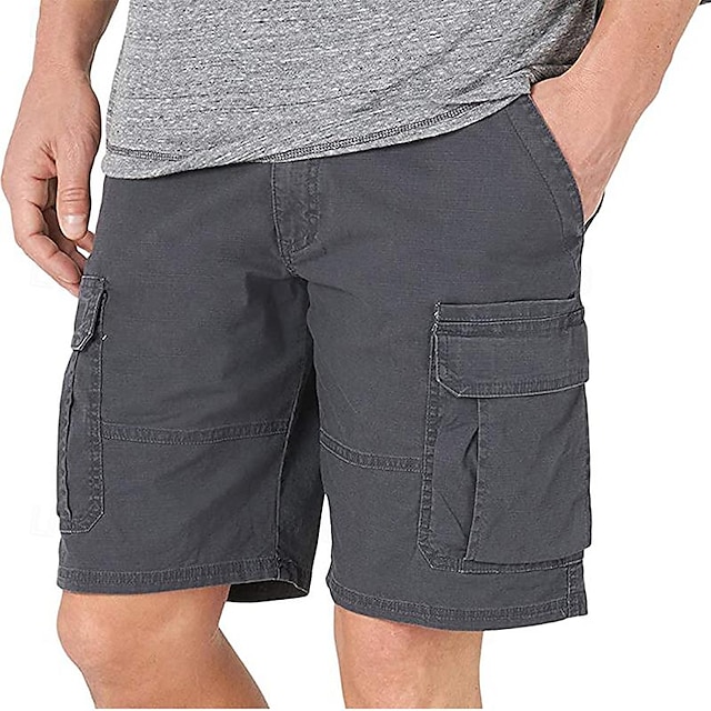  Herr Cargo-shorts Shorts Casual shorts Vandringsshorts Flera fickor Slät Komfort Bärbar Knelängd Utomhus Dagligen Helgdag Streetwear Stylish Svart Gul
