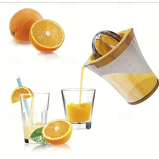  sitruunapuristin ja appelsiinin puristin, muovinen sitruunan limetin ja appelsiinin puristin, monitoiminen hedelmäpuristin, jossa mittakuppi 600ml ja kansi