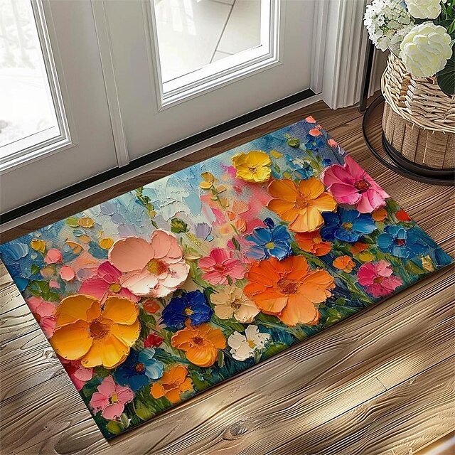  Wedding Oil Painting Flowers Doormat Non-Slip Oil Proof Rug Indoor Outdoor Mat Bedroom Decor Bathroom Mat Entrance Rug Door Mat