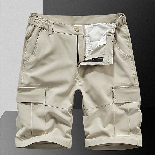  Men's Tactical Shorts Cargo Shorts Shorts Button Elastic Waist Multi Pocket Plain Wearable Short Outdoor Daily Going out Fashion Classic Black Army Green