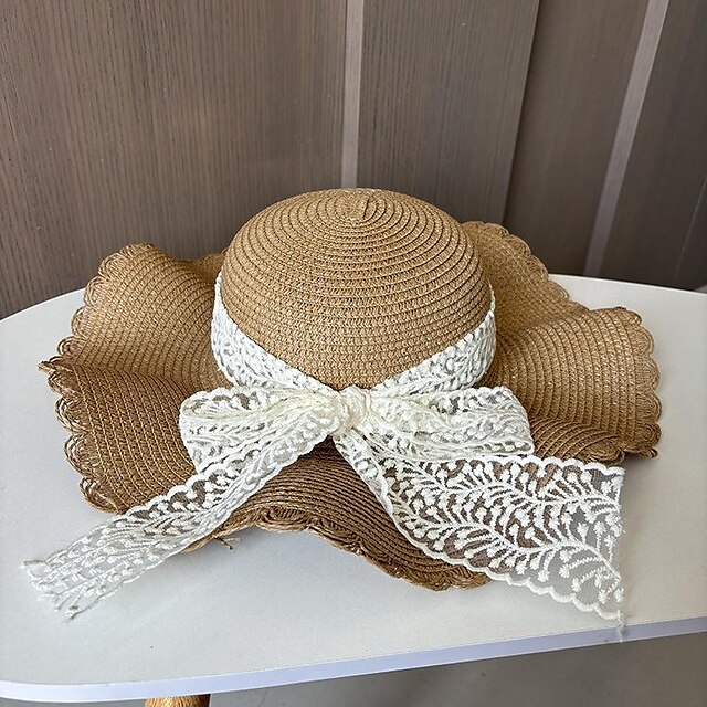  Sombreros Acrílico / Algodón Hebra Sombrero de copa Sombrero para el sol Casual Festivos Elegante Retro Con Cintas Color Puro Celada Sombreros