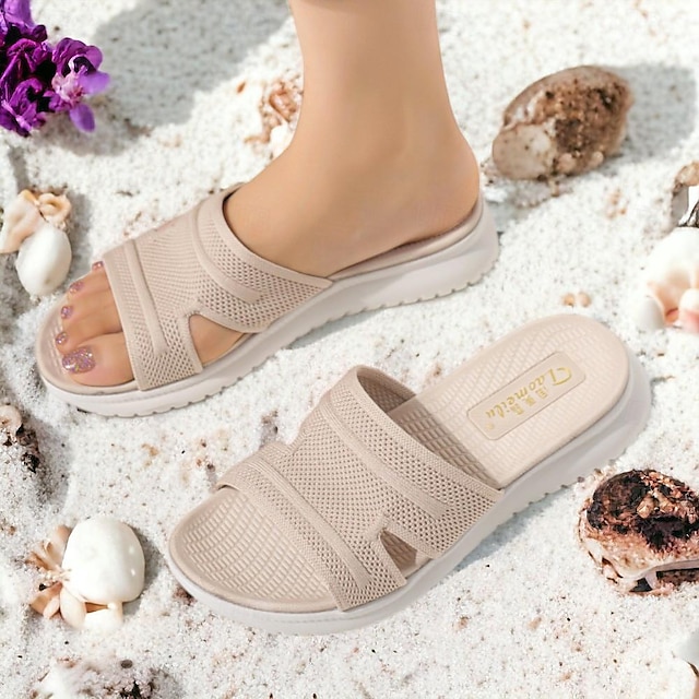 Pentru femei Sandale Papuci Mărime Plus Size Pantofi Flyknit Sandale de Sport În aer liber Zilnic Plajă Toc Drept Pană Vârf rotund Clasic Casual Confortabili Plimbare Croșet Tăiați volantul Loafer