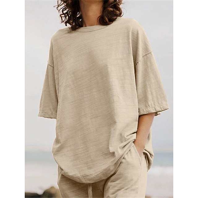 Cotton And Linen Solid Color Sleeveless Trousers Set