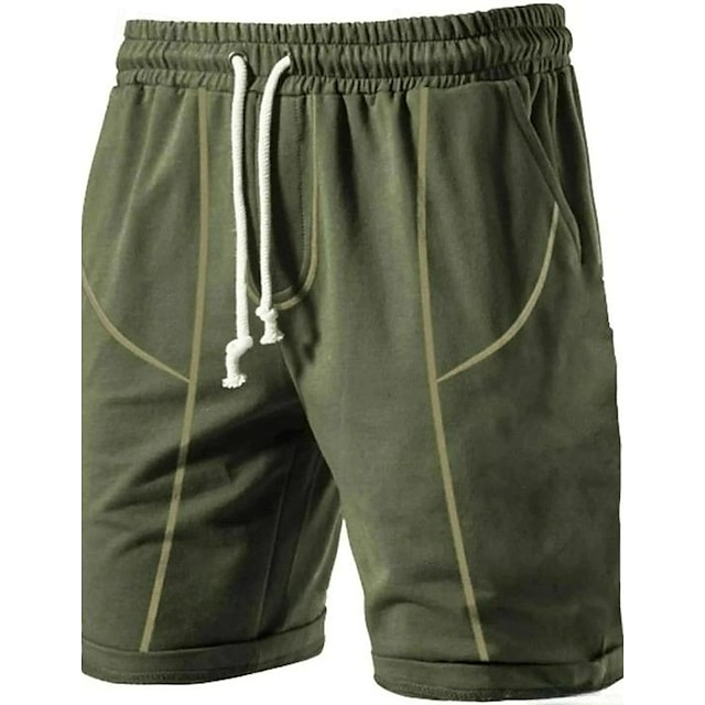 Men's Sweat Shorts Shorts Bermuda shorts Patchwork Drawstring Elastic Waist Plain Comfort Soft Short Outdoor Holiday Fashion Athleisure Black Green Micro-elastic