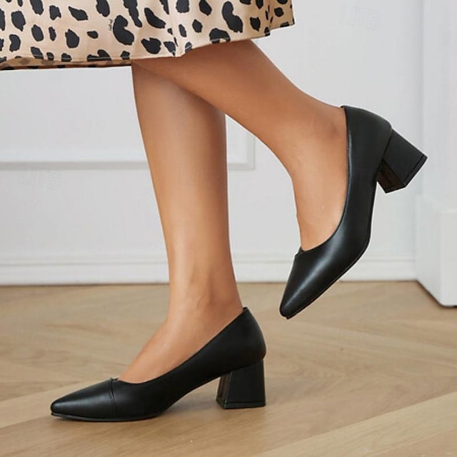  Damen Absätze Weiße Schuhe Täglich Blockabsatz Geschlossene Spitze Minimalismus PU Halbschuhe Schwarz Weiß Gelb