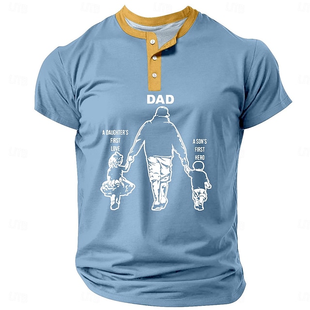  camicie per la festa del papà festa del papà papà e figlia e figlio maglietta da uomo tee henley numero di maglietta henley abbigliamento abbigliamento stampa 3d vacanza uscire stampa a maniche corte