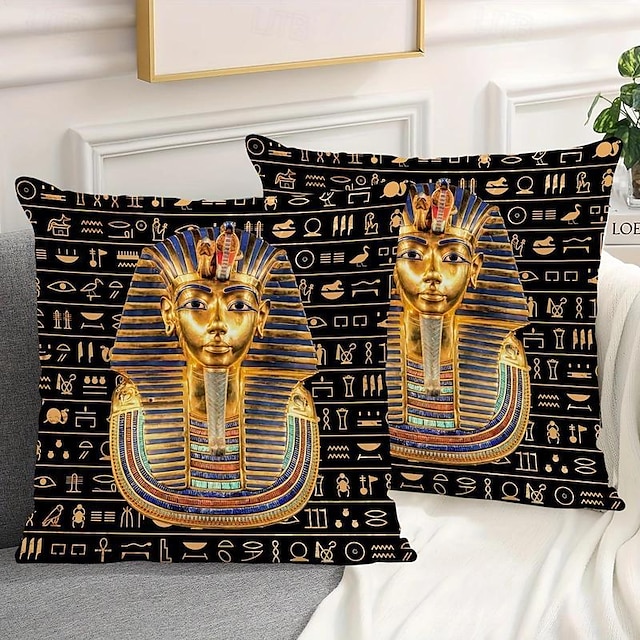  Dekorativer ägyptischer Kissenbezug, 1 Stück, weicher, quadratischer Kissenbezug für Schlafzimmer, Wohnzimmer, Sofa, Couch, Stuhl